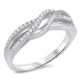 thumbnail image 1 of Women's Clear CZ Micro Pave Knot Ring .925 Sterling Silver Band White Jewelry Female Size 5, 1 of 4