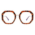 thumbnail image 1 of Women's Clear Lens Glasses Oversized Octagon Shape Blue Light Filter Tortoise, 1 of 4