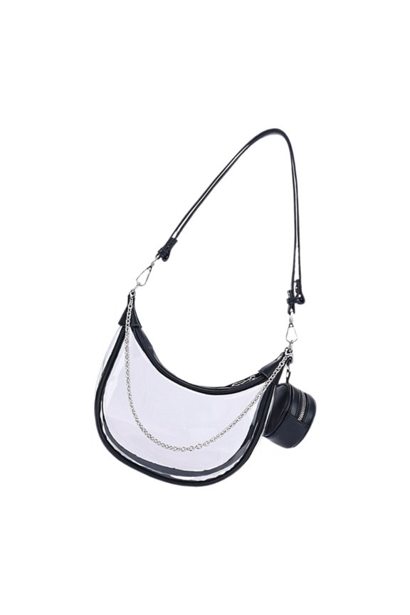 Women's Clear PVC Crescents Handbag and Purses Small Hobos Bags Shoulder Bag