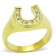 thumbnail image 1 of ETERNAL SPARKLES Women's Clear Pave CZ Horseshoe Equestrian Novelty Statement Fashion Ring - Gold, 1 of 4