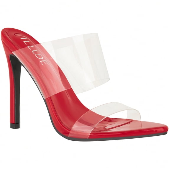 Women's Clear Pointed Toe Sandals Stiletto Heels Transparent Strap High Heels Slip On Clear Heel