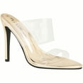 thumbnail image 1 of Women's Clear Pointed Toe Sandals Stiletto Heels Transparent Strap High Heels Slip On Clear Heel, 1 of 5