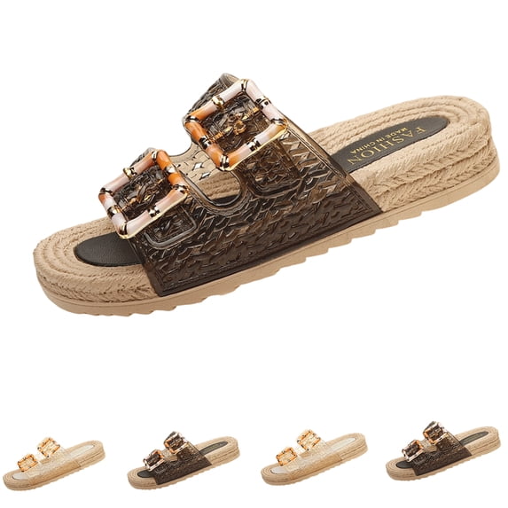 Women’s Clear Strap Buckle Slide Sandals, Comfortable Non-Slip Espadrille Platform Slippers for All-Day Wear, 39