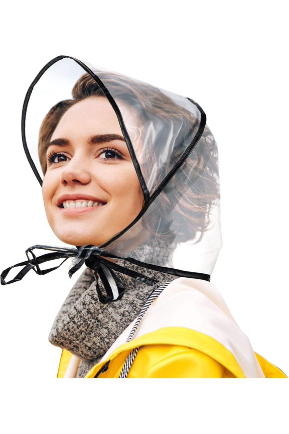 Women's Clear Waterproof Rain Bonnet with Visor Lightweight Plastic Hat for Outdoor Rain Protection