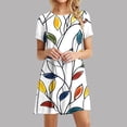thumbnail image 1 of Women's Dresses Under $10 Summer Casual Printed Short Sleeve Round Neck Polka Dot Mini Dress, 1 of 7