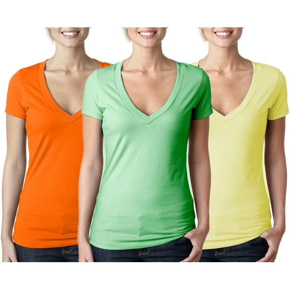 Women's Clementine Deep V Neck T-Shirt (Pack of 3)
