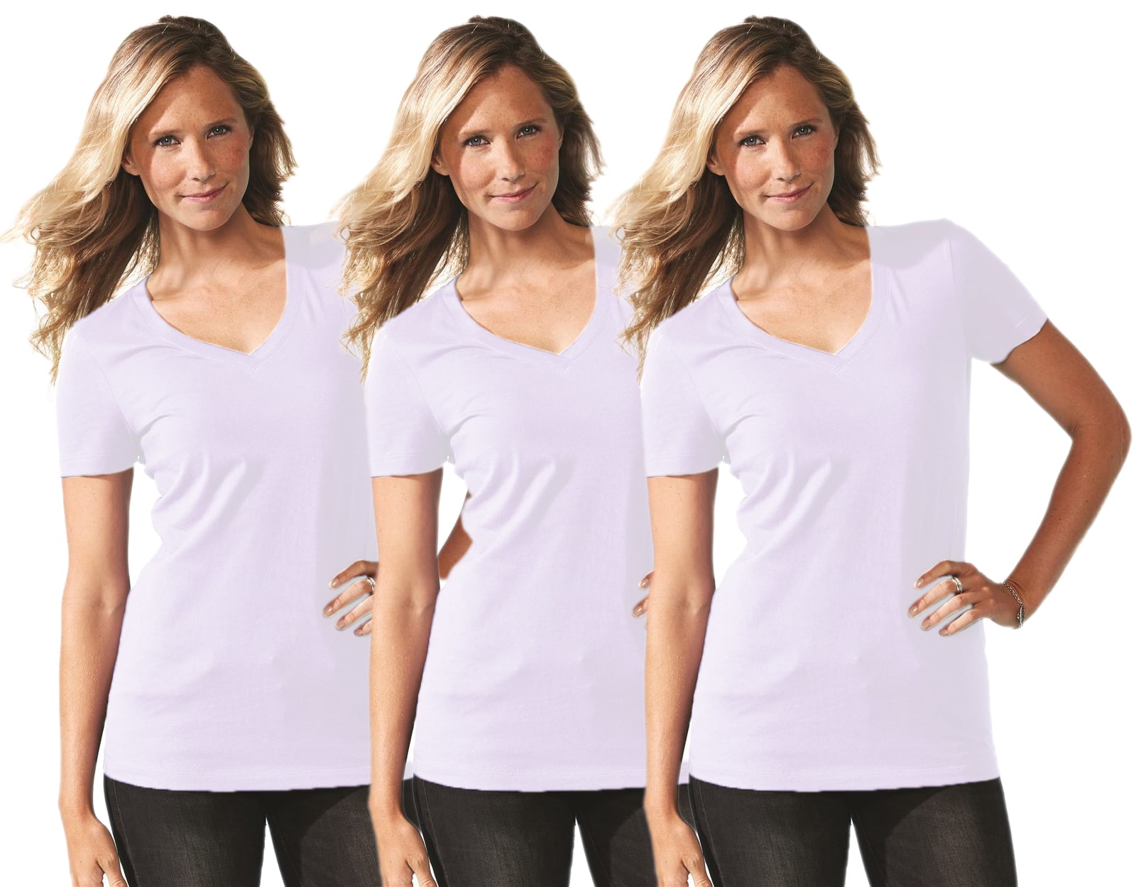 Women's Clementine Ideal V Neck T-Shirt (Pack of 3)