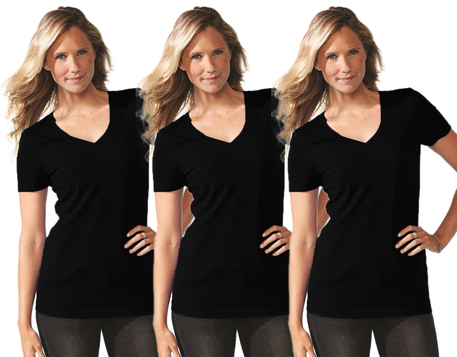 Women's Clementine Ideal V Neck T-Shirt (Pack of 3)