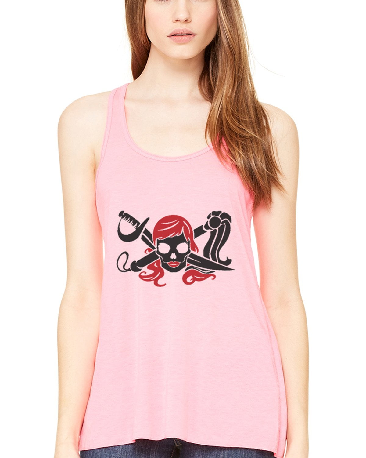 Women's Clementine Pirate Printed Flowy Racerback Tank Top