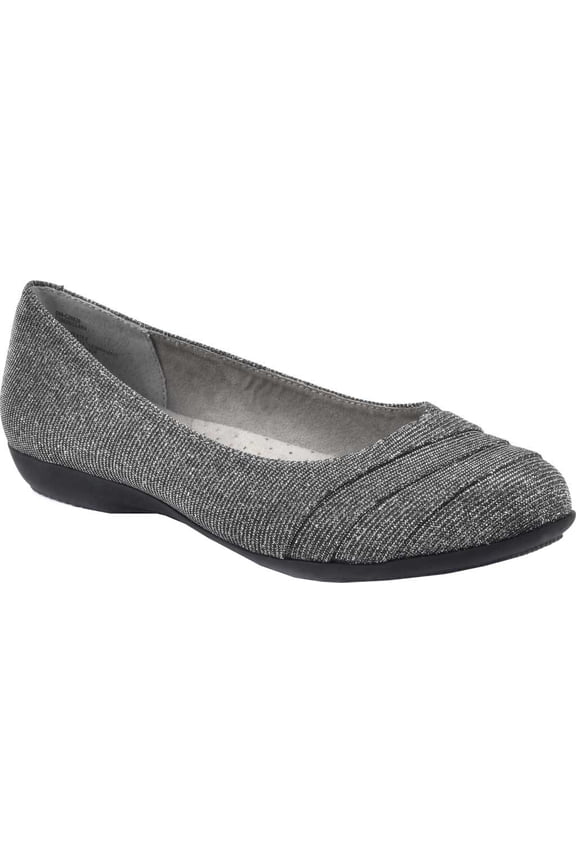 Women's Cliffs by White Mountain Clara Flat Pewter/Glitter Fabric 10 M