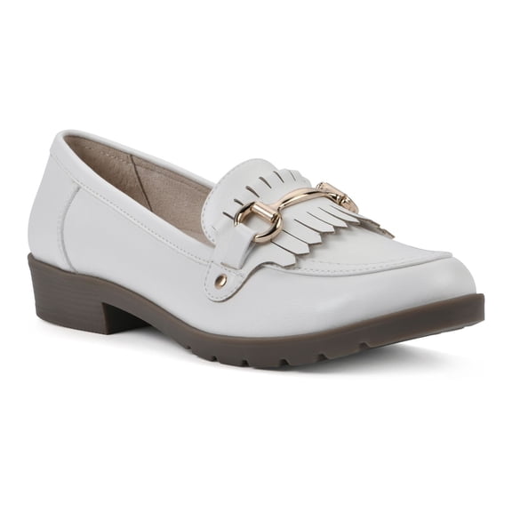 Women's Cliffs by White Mountain Galeena Women's Loafers Color: White Smooth Size: 9