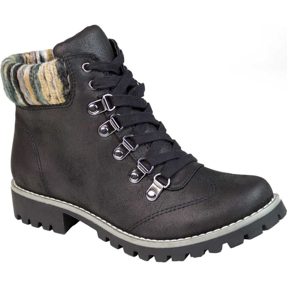 Women's Cliffs by White Mountain Portsmouth Trail Sweater Knit Hiker Boot Black/Multi Fabric/Textile/Sweater 6 M