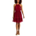 thumbnail image 1 of Women's Clip-Dot Tiered Halter Mini Dress Ruby Slippers XL, 1 of 1