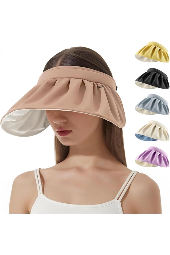Women's Clip-On Foldable Wide Brim Golf Visor, Roll-Up Headband Sun Hat with UPF 50+ Protection, 2-in-1 Summer Outdoor Headwear