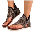 thumbnail image 1 of Women's Clip Toe Flat Sandals Breathable Denim Flip Flops Buckle Studded Open Toe Summer Low Platform Dressy Shoes Brown Size 9.5, 1 of 6