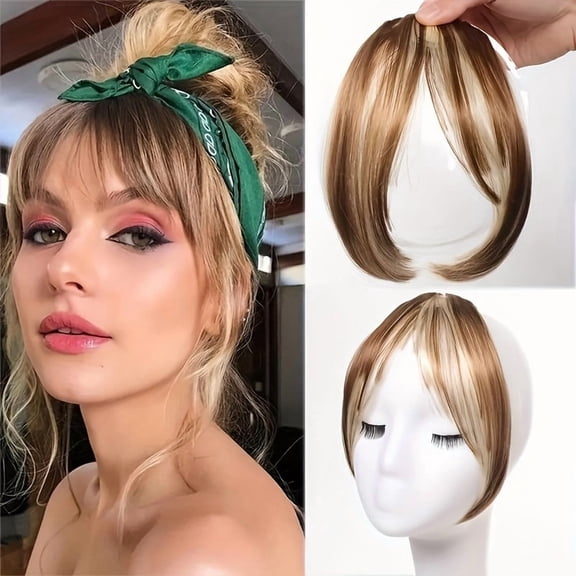Women's Clip-on Bangs (1-pack) - Heat-resistant synthetic fiber, natural straight bangs, easy to clip on, everyday hairstyle - suitable for work, parties, dates - voluminous texture adds fullness and