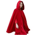 thumbnail image 1 of Women's Cloak Hood Wool-Blend Cape Coat Winter Cardigans Plus Size Thick Coat Solid Poncho Cape Jackets Vintage Trench Coats, 1 of 6