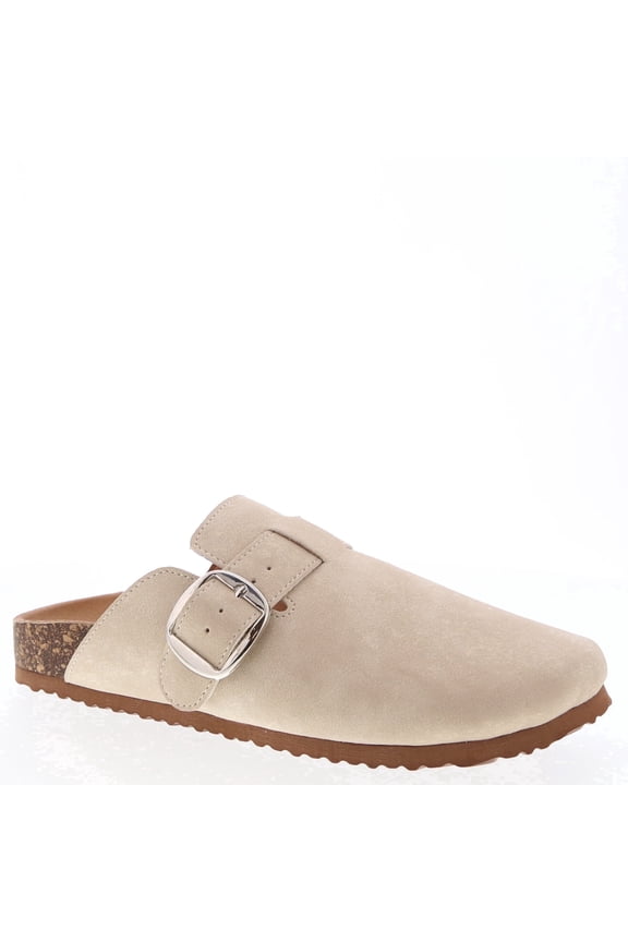 Women’s Clog Mule Shoes Closed Toe Slip On Sandals with Adjustable Buckle Cork Footbed