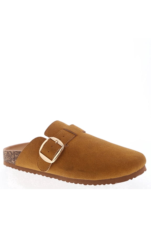 Women’s Clog Mule Shoes Closed Toe Slip On Sandals with Adjustable Buckle Cork Footbed