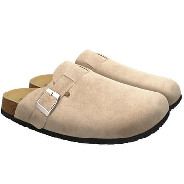 Women's Clog Suede Upper Soft Leather Clogs for Women Non-Slip Slip-on Clog Slippers Waterproof Mules House Sandals