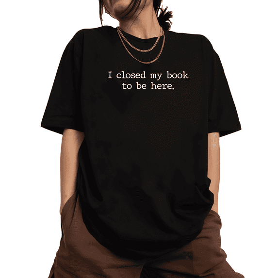 Women's "Closed My Book" Tee Casual Top Book Lover Graphic Comfortable Short Sleeve Round Neck Black S-5XL