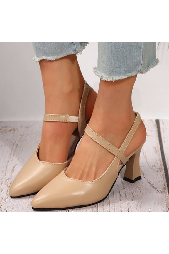 Women's Closed Pointed Toe Heels Ankle Strap Formal Party Evening Kitten Heel Dressy Pumps Women's Fashion Casual Spring And Summer Style Pointed Elastic High Heel Sandals