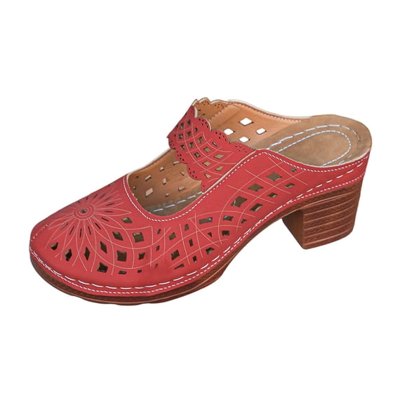 Women's Closed Toe Heel Sandals On Block Heel Walking Slides Shoes Mules for Women Dressy Summer Casual Hollow Out Comfort Slippers Outdoor Platform Slide Wedge Sandals