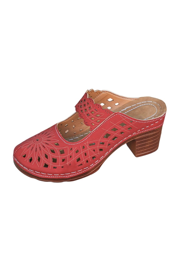 Women's Closed Toe Heel Sandals On Block Heel Walking Slides Shoes Mules for Women Dressy Summer Casual Hollow Out Comfort Slippers Outdoor Platform Slide Wedge Sandals