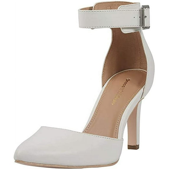Women's Closed Toe High Heel Dress Pumps (5.5, White)