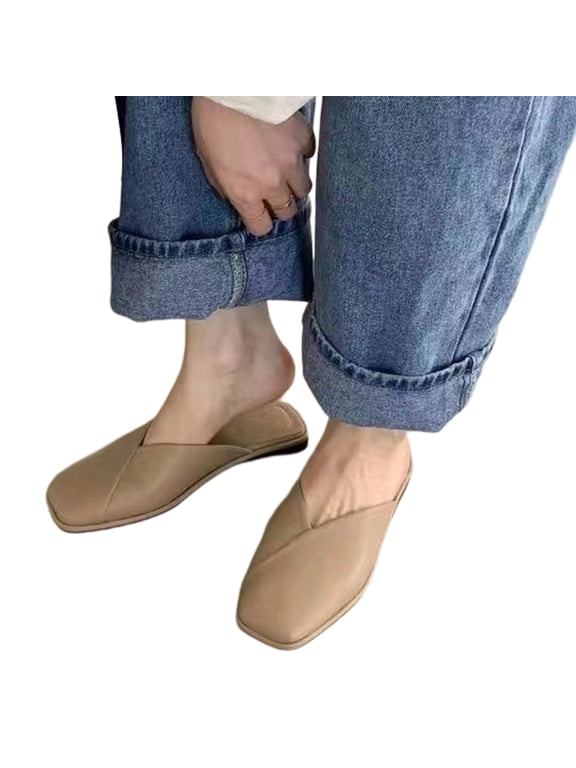 Women's Closed Toe Mule Slides, Backless Flat Shoes with Smooth Upper, Designed for Indoor Use, Casual Daily Wear, and Light Outdoor Activities