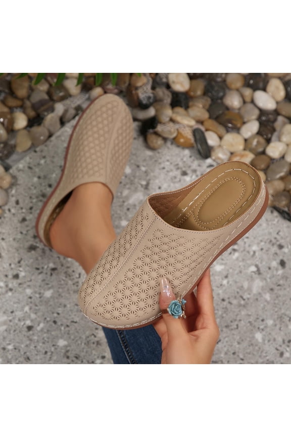Women's Closed Toe Sandals Wedge Heels Arch Support Orthopedic Sandals Casual Solid Trendy Slip On Slippers Comfortable Thick-Soled Outdoor Beach Sandals