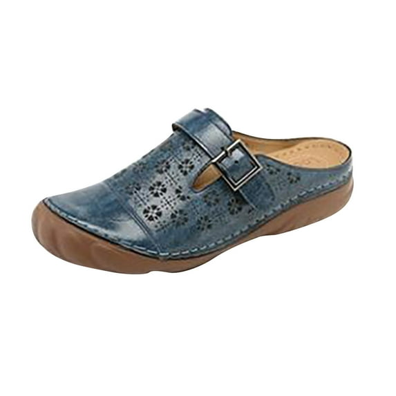 Women's Closed Toe Slides Sandals Comfy Soft Orthotic Clogs Mules Summer Casual Slip On Walking Shoes Vintage Boho Wedge Slippers