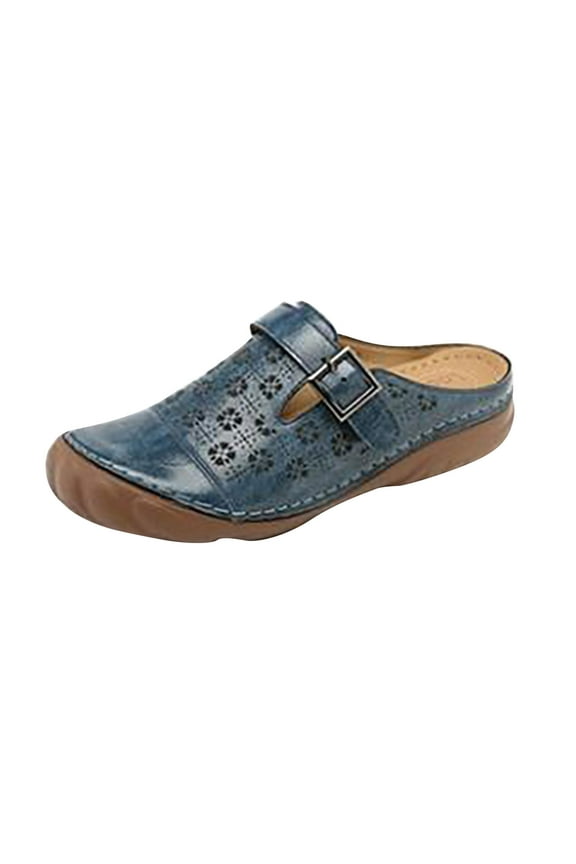 Women's Closed Toe Slides Sandals Comfy Soft Orthotic Clogs Mules Summer Casual Slip On Walking Shoes Vintage Boho Wedge Slippers