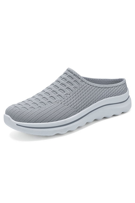 Women’s Closed-Toe Slip-On Mules – Breathable Flyknit Casual Shoes with Soft Lightweight Comfort Sole