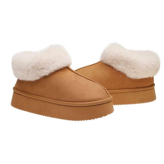 Women’s Winter House Slippers Fleece Lined Faux Fur Slip-On with Supportive Memory Foam Sole