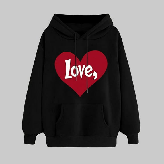 Women's Clothes Women Clothes Trendy Ndbuld Women's Print Winter Hoodie Pullover Tops Long Sleeved Comfortable Sweatshirt ,Black,L