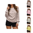 thumbnail image 1 of Women's Clothing Casual Oversized Pullover Knit Sweaters Cozy Winter Teacher Outfit Elegant Off Shoulder Long Sleeve Knit Pullover Sweater For Fashion Forward Styles, 1 of 5