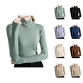 thumbnail image 1 of Women's Clothing Casual Pullover Knit Sweaters Oversized Cozy Winter Minimalist Outfit Sweater Warm Ribbed Fabric High Neck Long Sleeve Slim Fit Base Layer Stylish Tops Blouse, 1 of 7