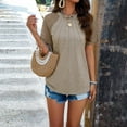 thumbnail image 1 of Women's Clothing Casual Round Neck Short Sleeve Elegant T-shirt Temperament Commuting Loose Pullover Top, 1 of 2