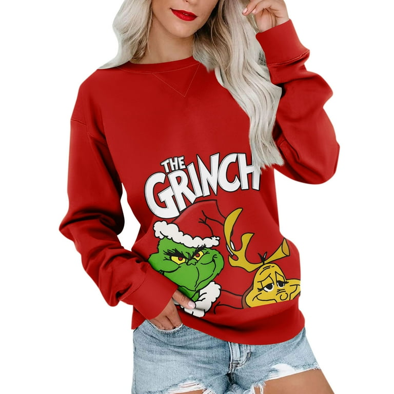 Women's Clothing Christmas Grinch Hoodie, Women's Casual Christmas