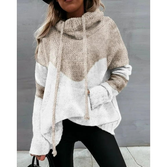 Women's Clothing In Stock Contrast Color Woolen Top