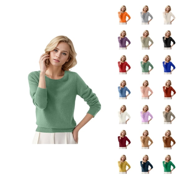 Women's Clothing Long Sleeve Pullover Knit Sweaters Casual Business Casual Office Women's Round Neck Pullover Sweater Solid Color Long Sleeves