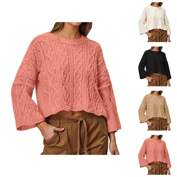 Women's Clothing Oversized Cable Knit Pullover Casual Cozy Winter Sweaters Sweater Long Sleeve Soft Comfortable Fall Fashion Tops Loose Fit Warm Yarn