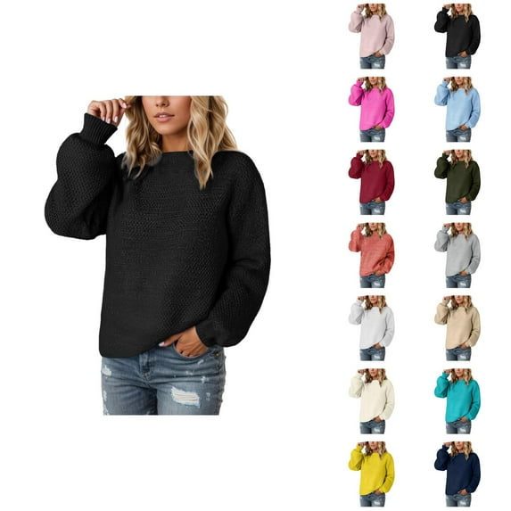 Women's Clothing Pullover Sweaters Casual Vintage Fall School Wear Knit Sweater Soft Yarn Round Neck Long Sleeve Tops For Daily Comfortable Loose Fit Winter Fashion