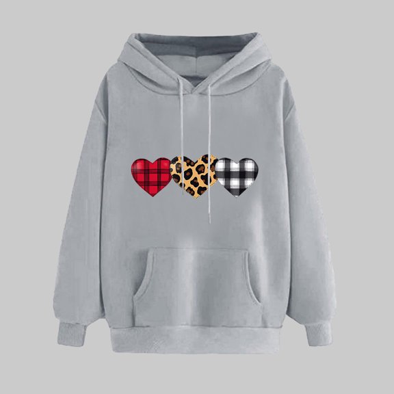 Women's Clothing Trendy Top Ndbuld Women's Print Winter Hoodie Pullover Tops Long Sleeved Comfortable Sweatshirt