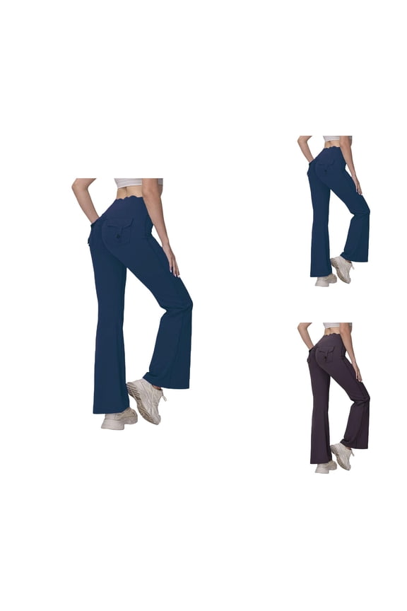 Women's Clothing Women's Leggings High Waist Flare with Side Pockets Workout Yoga Pants for Gym and Running