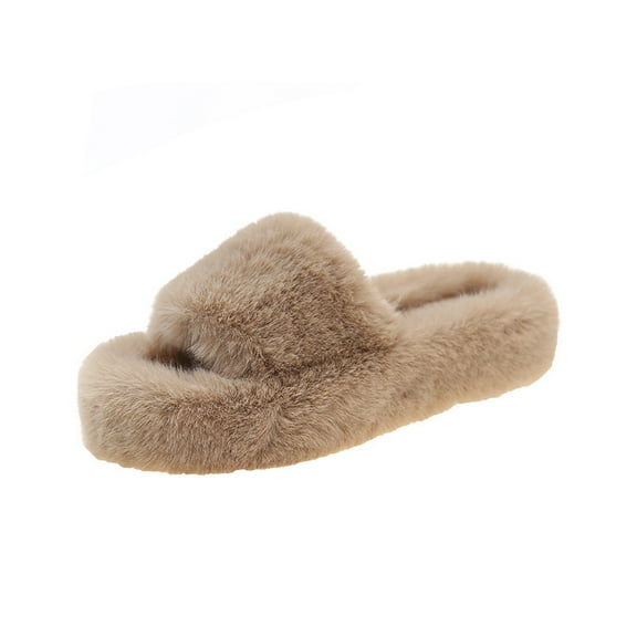 Women's Cloud Comfort Home Slippers - Open-Toe Design with Plush Faux Fur Lining