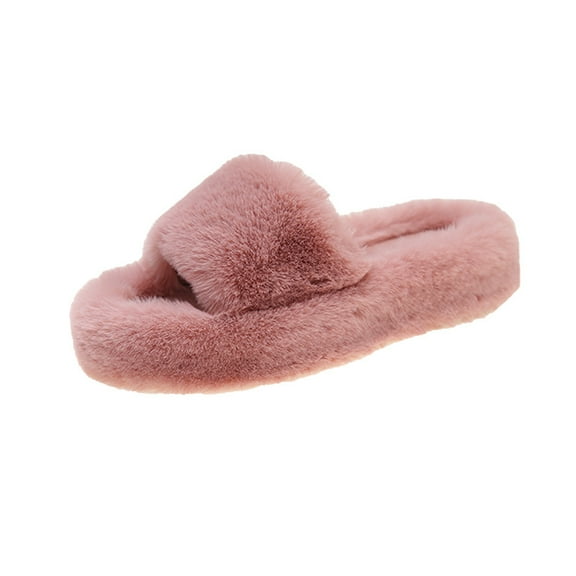 Women's Cloud Comfort Home Slippers - Open-Toe Design with Plush Faux Fur Lining