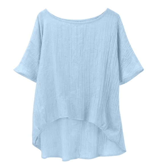 Women's Cloud Cotton Summer T-Shirt - Loose Fit Casual Short Sleeve Top Soft Oversized Tee for Lounge & Everyday Outfits, Light Blue Women's Summer Short Sleeved Solid Color Casual Loose Cloud