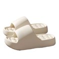 thumbnail image 1 of Women's Cloud Slides Pillow Slippers, Thick Sole EVA Shower Slides with Drainage Holes, Non-Slip Quick Dry Bathroom Sandals for Home Beach Pool Indoor Outdoor (Beige, 40), 1 of 3